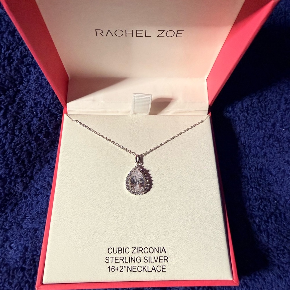 Rachel Zoe Sterling Silver Necklace with Cubic Zirconia Pendant